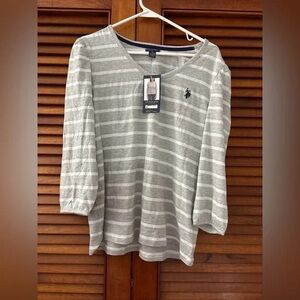 U.S. Polo Assn. Gray Striped Long Sleeve Top